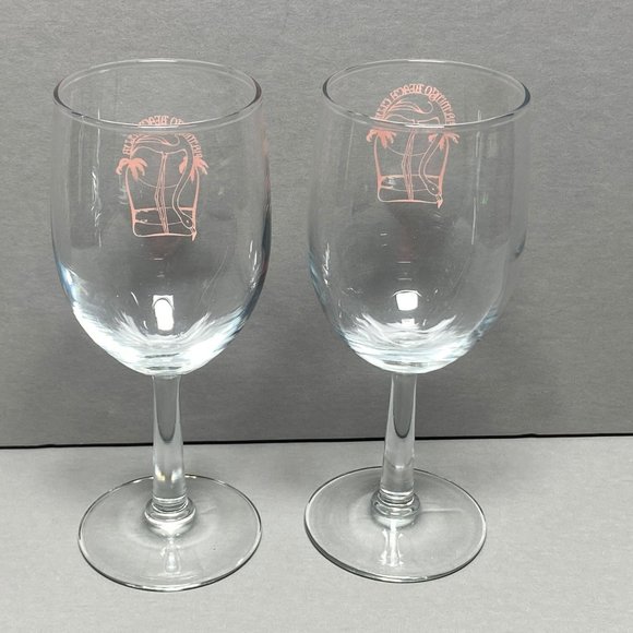Flamingo Beach Club Wine Glass Barware Drinkware Set of 2 Pink - Picture 6 of 9
